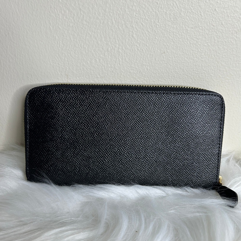 Coach Accordion Zip Wallet Black Crossgrain Leather F54007 NEW - Picture 2 of 6